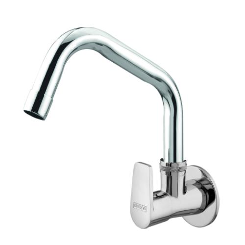 Sink Cock with Swinging Spout & Wall Flange Chrome